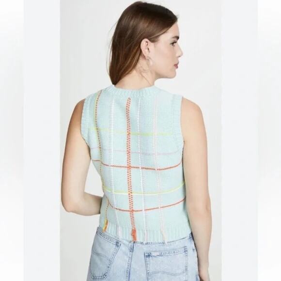 Alice + Olivia Rosalina Grid Shell Sweater Vest Plaid Large - Picture 9 of 10